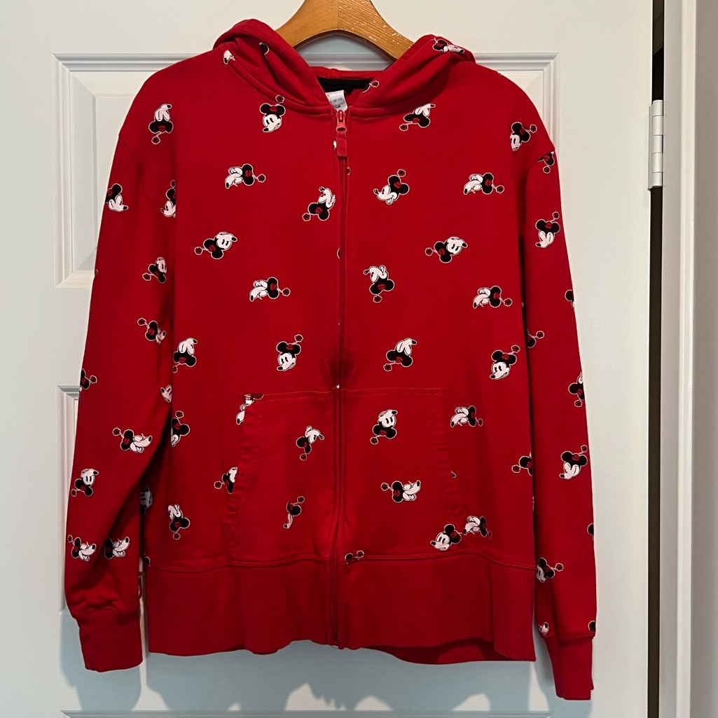 Classic Minnie Mouse Red Zip Up Hoodie Size Extra Large